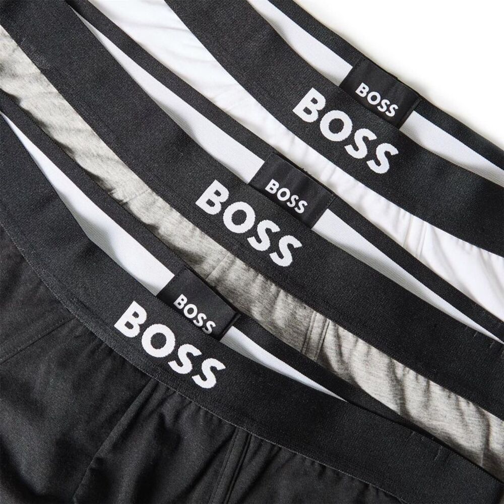 Boss Mens Logo Cotton Briefs (Pack of 3) / Two Tone Blue